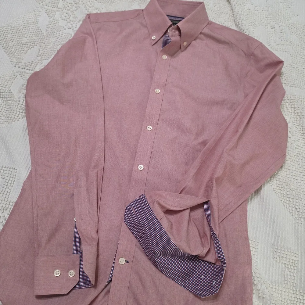 Banana Republic Shirt Adult Small Red Blue & White Plaid Button Up Long Sleeve